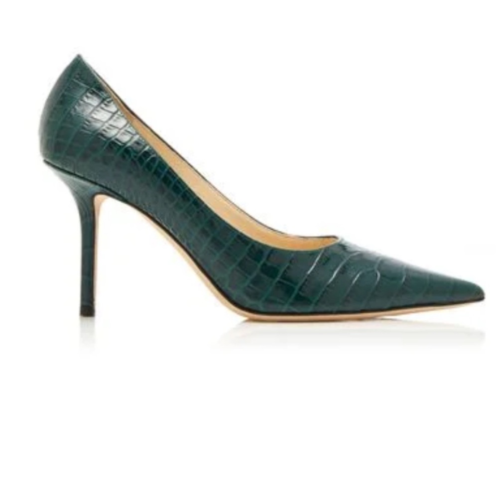 NEW never worn Jimmy Choo Green Croc Embossed Love Heels - Picture 2 of 6